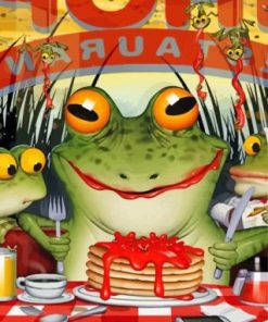 Frog Eating Pancake Paint by numbers