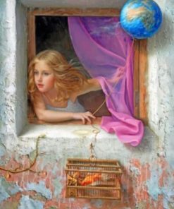 Girl Looking Through The Window Paint by numbers