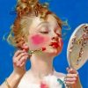 Little Girl Doing Make Up Paint by numbers