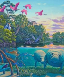 Aesthetic Manatees paint by numbers