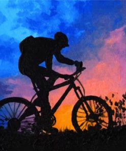 Mountain Biker Silhouette Paint by numbers