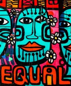 Pink Teal And Orange Graffiti Wall Paint by numbers