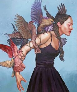 Sad Woman And Birds Paint by numbers