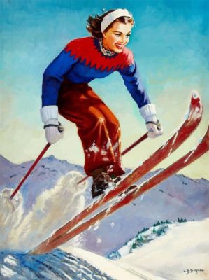 Skiing Girl Jump Paint by numbers