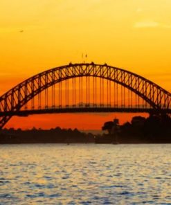 Sydney Harbour Bridge Silhouette Sunset Paint by numbers