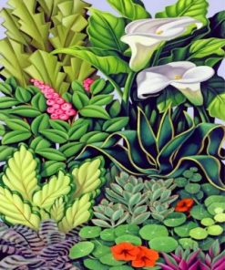 Tropical Flowers And Leaves Paint by numbers