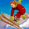 Vintage Skiing Girl Paint by numbers