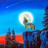 Wolf With Moon Paint by numbers