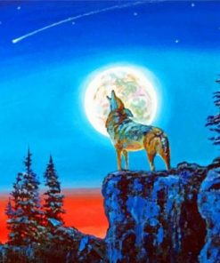 Wolf With Moon Paint by numbers