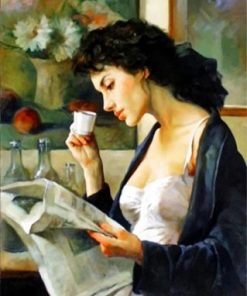 Woman Drinking Coffee Paint by numbers