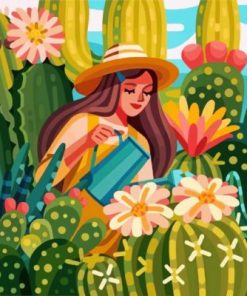 Woman And Plants Paint by numbers
