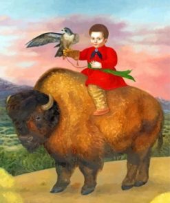 Woman And Buffalo Paint by numbers