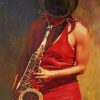 Woman Playing Saxophone Paint by numbers