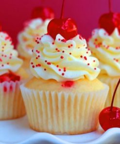 Almond Cherry Cup Cakes Paint by numbers