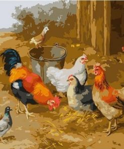 Chickens And Pigeons paint by numbers