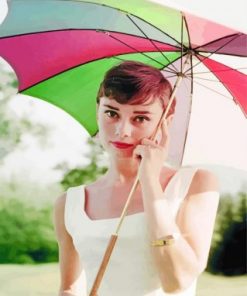 Audrey Hepburn With Umbrella Paint by numbers