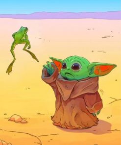 Baby Yoda And The Frog Paint by numbers