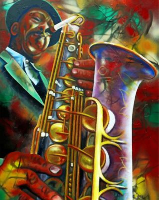 Black Man Playing Saxophone Paint by numbers