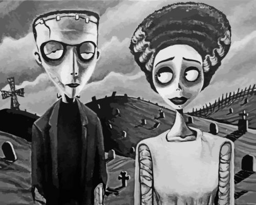 Bride And Frankenstein Paint by numbers