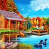 Cabin By Lake Paint by numbers