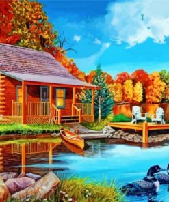 Cabin By Lake Paint by numbers