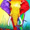 Colorful elephant paint by numbers