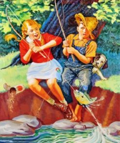 Couple fishing paint by numbers
