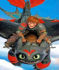 Toothless Dragon And Hiccup paint by numbers