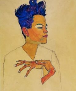 Self Portrait with Hands On Chest Paint by numbers