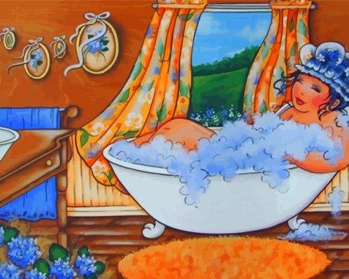 Fat Lady Showering Paint by numbers