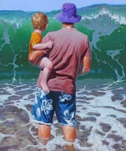 Father And Son On The Beach Paint by numbers