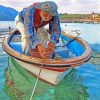 Fisherman On A Boat paint by numbers