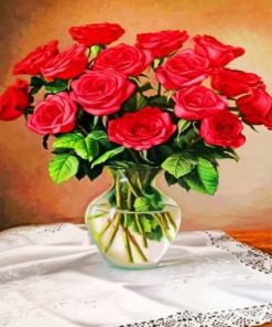 Red Roses Vase Paint by numbers