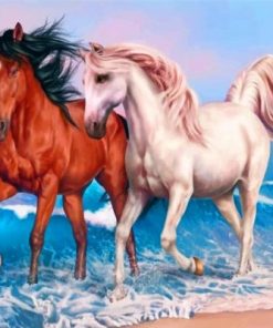 Horses On Beach Paint by numbers