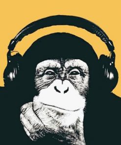 Monkey Headphones Illustration Paint by numbers