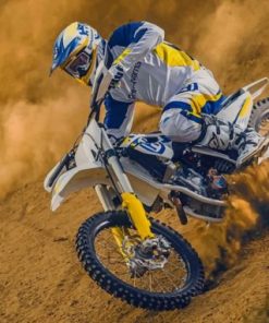 Motorcyclist Riding A Dirt Bike Paint by numbers