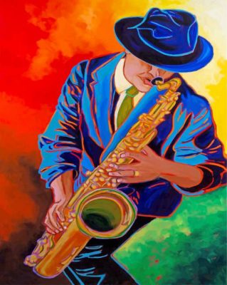 Saxophonist Man paint by numbers