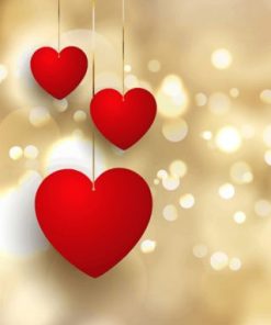 Valentines Hanging Hearts paint by numbers
