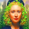 Woman And Green Leaves Paint by numbers