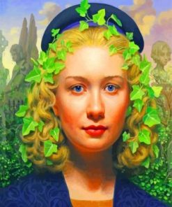 Woman And Green Leaves Paint by numbers
