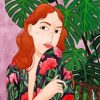 Woman And Green Leaves paint by numbers