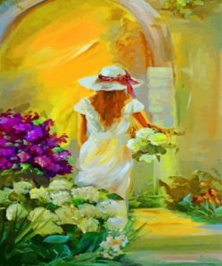 Woman And White Flowers Paint by numbers