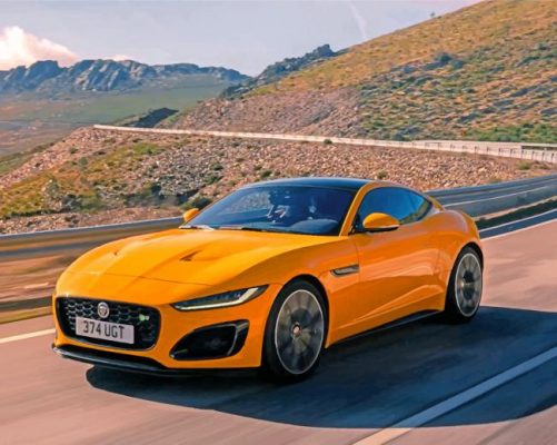 Yellow Jaguar Car Paint by numbers