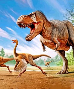 Tyrannosaurus-Rex-Struthiomimus-dinosaurs-paint-by-numbers