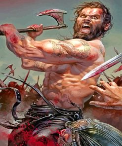 Savage Berserker Viking paint by numbers