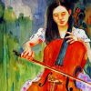 Asian Girl Playing Vioncelo paint by numbres