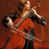 Beautiful Woman Playing Celo papint by numbers