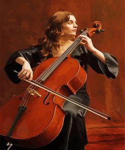 Beautiful Woman Playing Celo papint by numbers