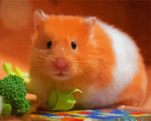 Brown And White Hamster panels paint by numbers