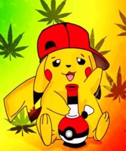 Pikachu Smoking Weed paint by numbers